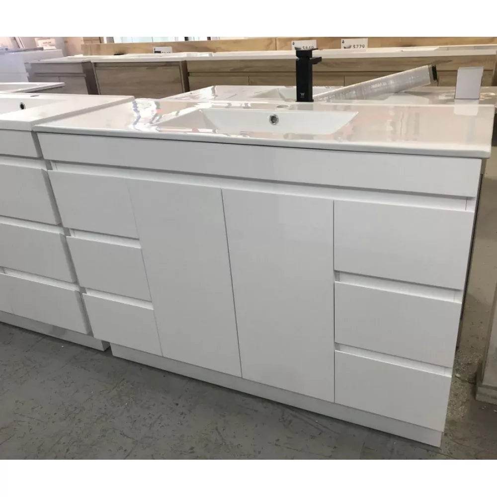 1200MM MADRID PLYWOOD WHITE GLOSS FREESTANDING VANITY SINGLE BASIN - The Tile Collection™