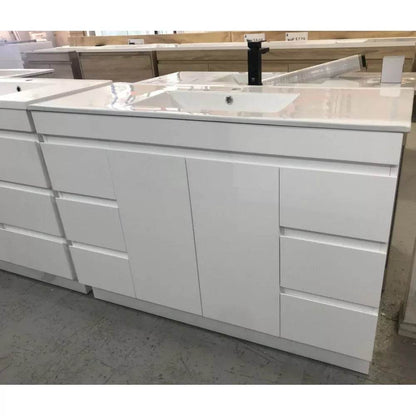 1200MM MADRID PLYWOOD WHITE GLOSS FREESTANDING VANITY SINGLE BASIN - The Tile Collection™