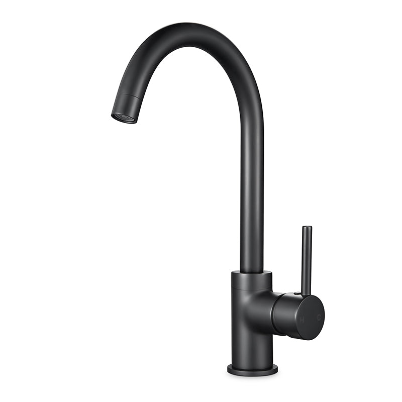 OPAL CLASSIC ROUND GOOSENECK KITCHEN SINK TAP - MATTE BLACK - The Tile Collection™