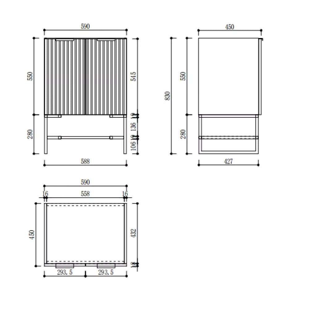 600MM FLUTED GREY PLYWOOD FLOORSTANDING VANITY WITH CERAMIC TOP - The Tile Collection™