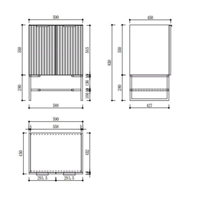 600MM FLUTED GREY PLYWOOD FLOORSTANDING VANITY WITH CERAMIC TOP - The Tile Collection™