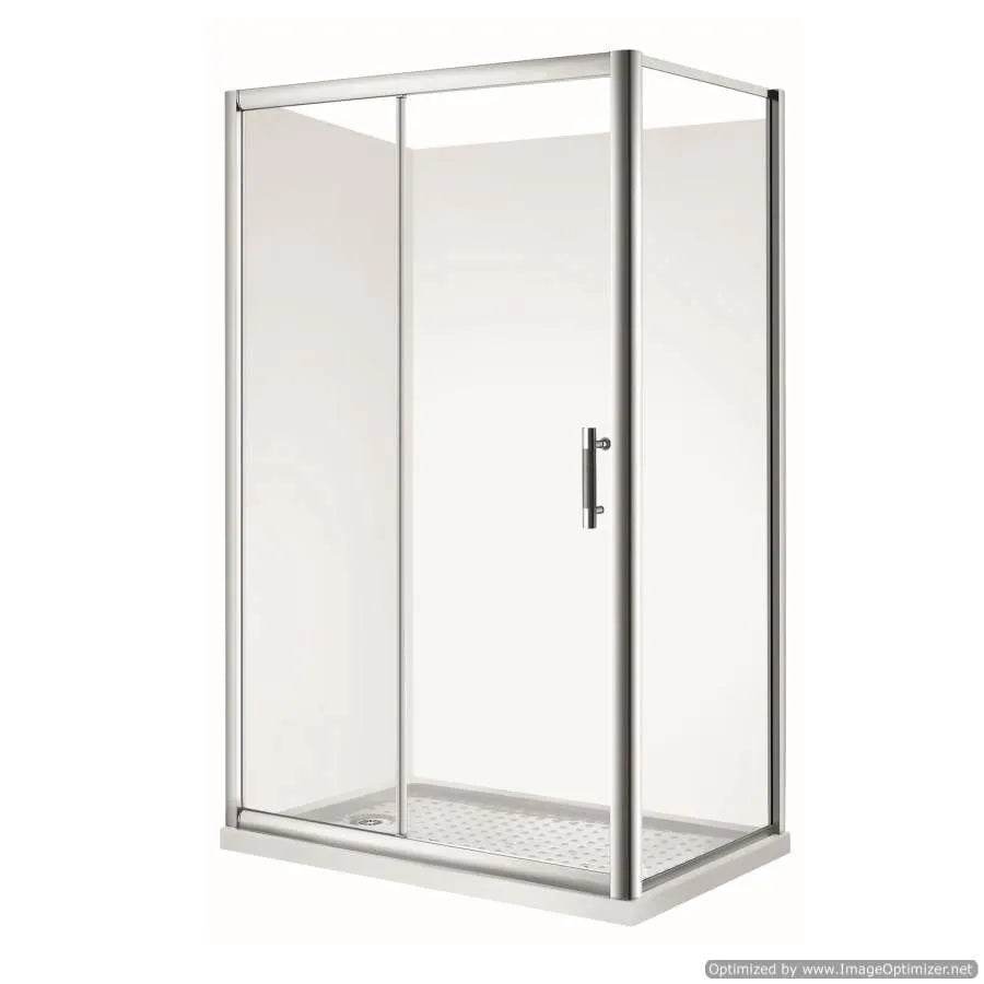 1100X750MM CHROME SLIDING DOOR SHOWER KIT - 2 SIDED - The Tile Collection™