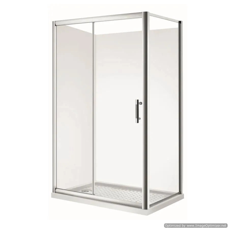 1200X900MM CHROME SLIDING DOOR SHOWER KIT - 2 SIDED - The Tile Collection™