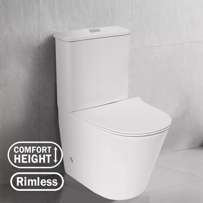SANEUX OVERHEIGHT RIMLESS BTW TOILET SUITE 642x380x850MM
