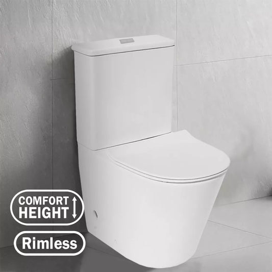 SANEUX UNI COMFORT HEIGHT RIMLESS GLOSS WHITE BACK TO WALL TOILET