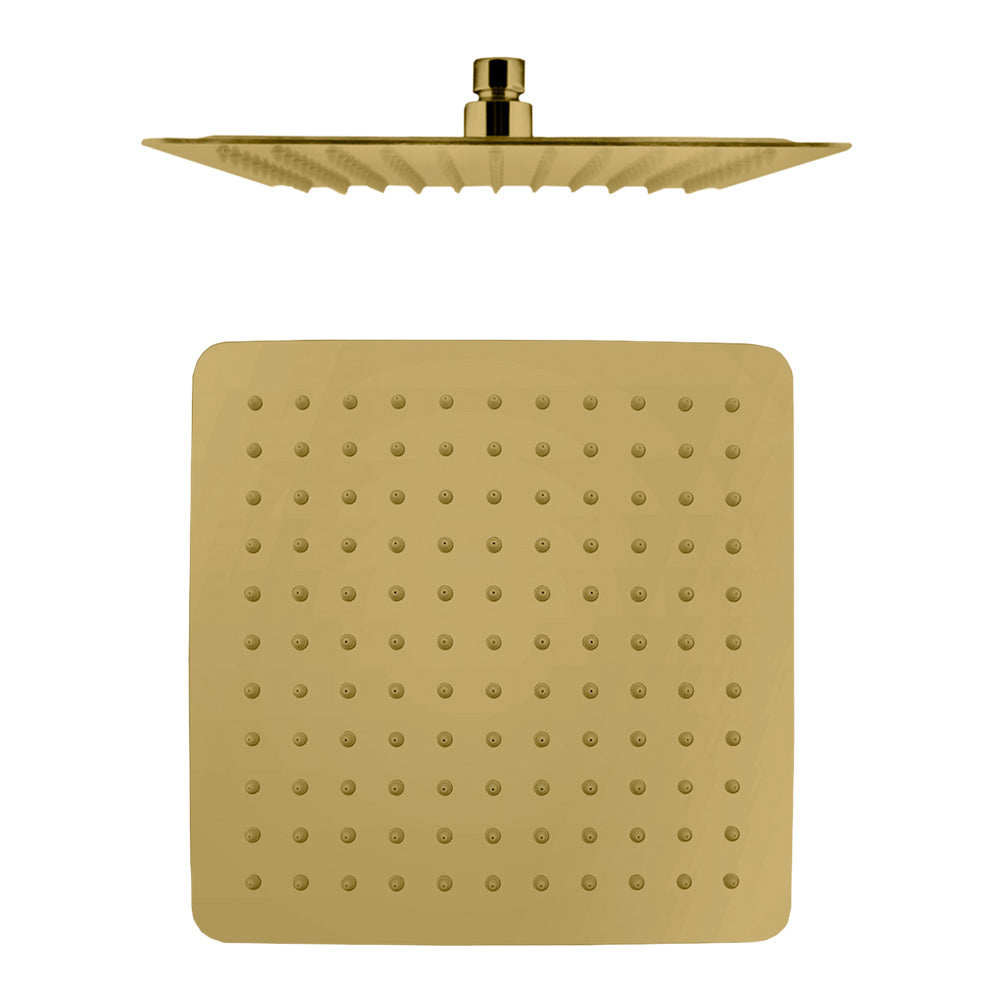 FUSION SQUARE ULTRA SLIM STAINLESS STEEL RAIN SHOWER HEAD - 4 COLOURS