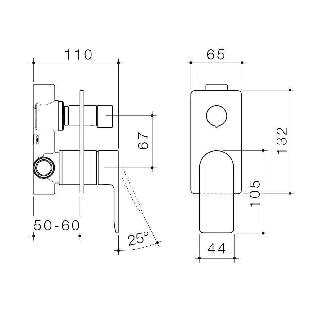 Caroma Urbane® II Bath / Shower Mixer With Diverter - Round or Square Cover Plate
