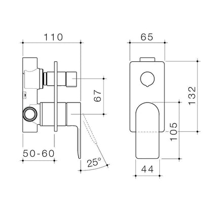 Caroma Urbane® II Bath / Shower Mixer With Diverter - Round or Square Cover Plate