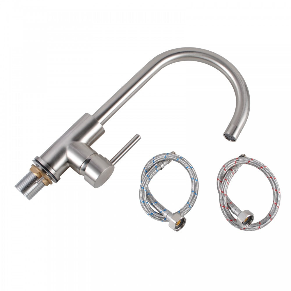OPAL CLASSIC ROUND GOOSENECK KITCHEN SINK TAP - BRUSHED NICKEL - The Tile Collection™