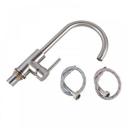 OPAL CLASSIC ROUND GOOSENECK KITCHEN SINK TAP - BRUSHED NICKEL - The Tile Collection™