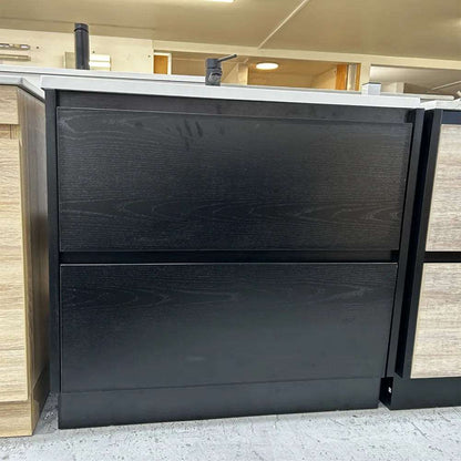 750MM POLO DARK OAK PLYWOOD FLOORSTANDING VANITY WITH CERAMIC TOP - The Tile Collection™