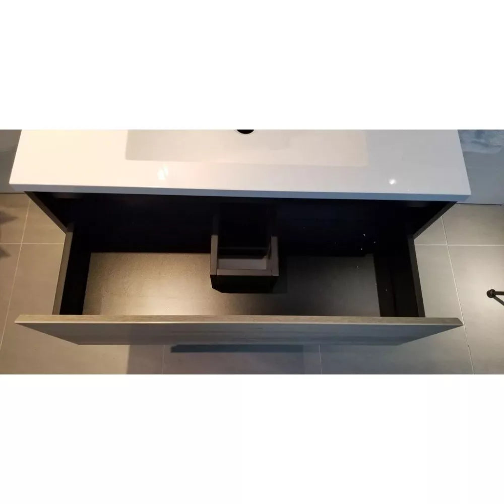 750MM POLO BLACK AND LIGHT OAK FREESTANDING VANITY
