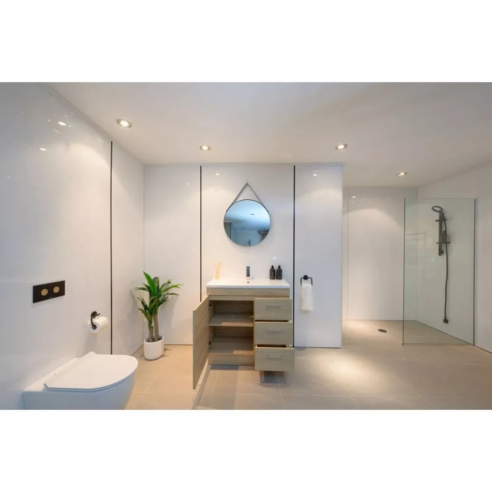 750MM MADRID LIGHT OAK  PLYWOOD FLOORSTANDING VANITY WITH CERAMIC TOP