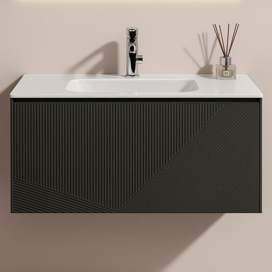 900MM MATTE BLACK WALL HUNG VANITY – PARALLEL AVO| MODERN FLOATING BATHROOM VANITY NZ