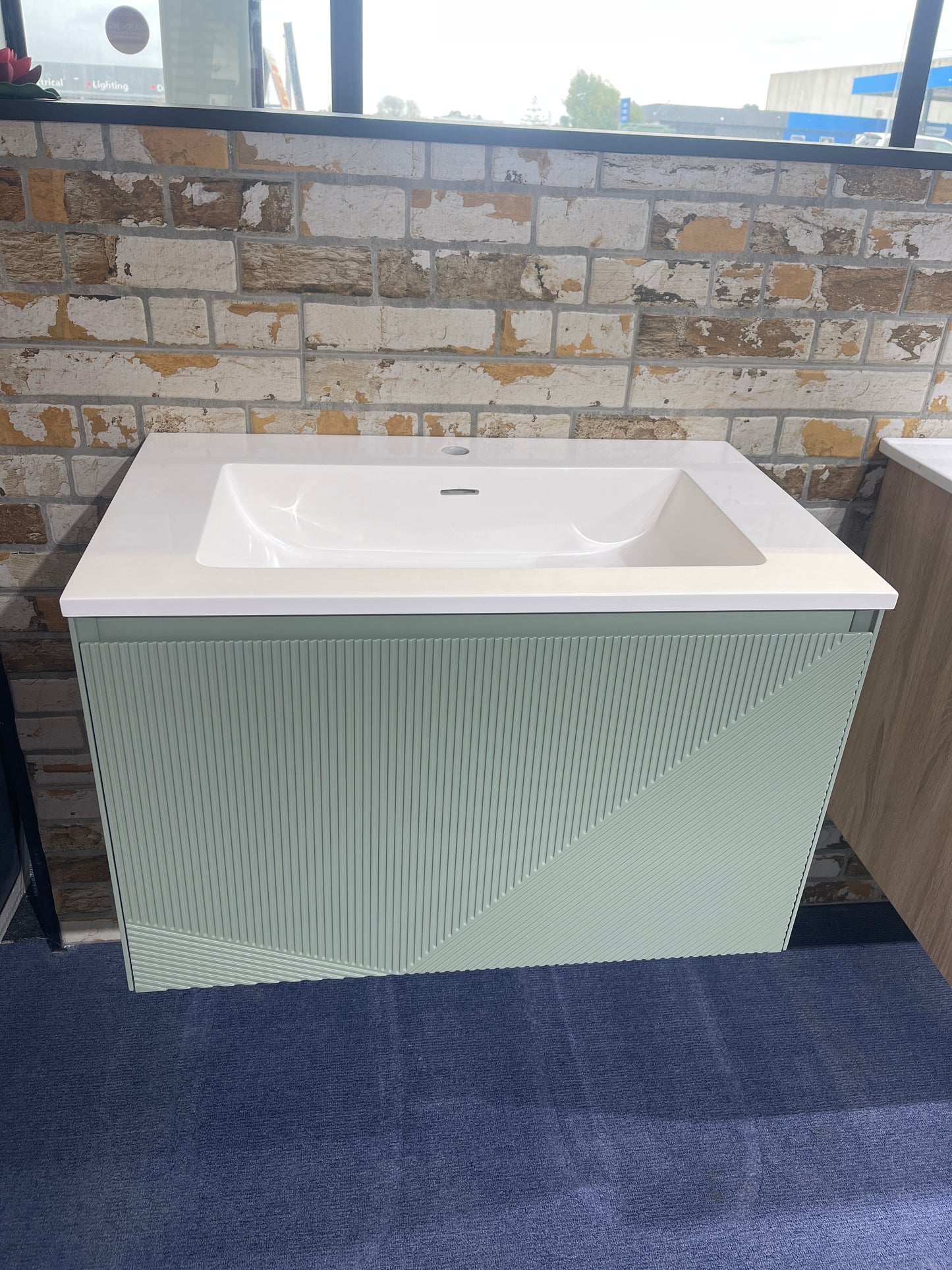 900MM SAGE GREEN WALL HUNG VANITY – PARALLEL AVO - MODERN FLOATING BATHROOM VANITY NZ