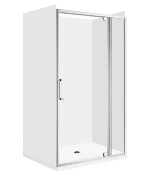 900x900x900MM ALCOVE 3 SIDED SHOWER ENCLOSURE WITH SWING DOOR - CHROME