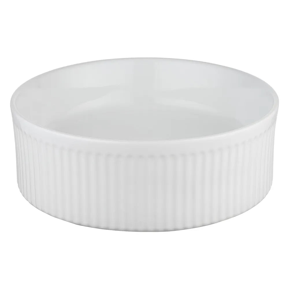 370MM FLUTED ROUND CERAMIC BASIN - GLOSS WHITE | COUNTERTOP BASIN NZ