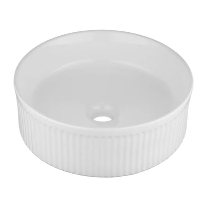 370MM FLUTED ROUND CERAMIC BASIN - GLOSS WHITE | COUNTERTOP BASIN NZ