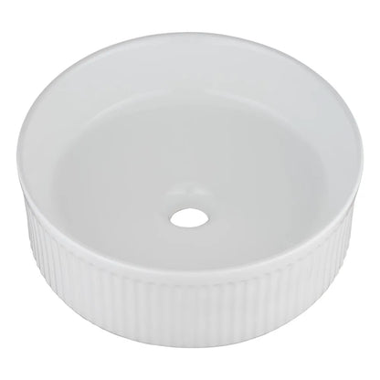 370MM FLUTED ROUND CERAMIC BASIN - GLOSS WHITE | COUNTERTOP BASIN NZ
