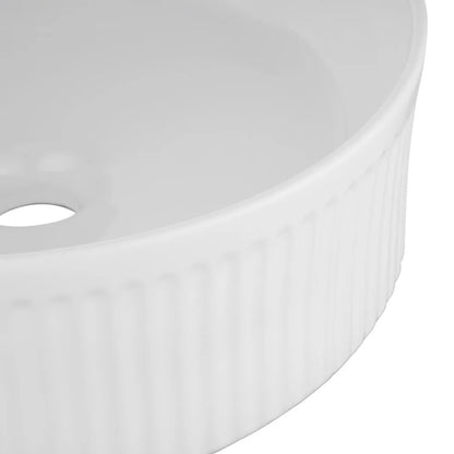 370MM FLUTED ROUND CERAMIC BASIN - GLOSS WHITE | COUNTERTOP BASIN NZ