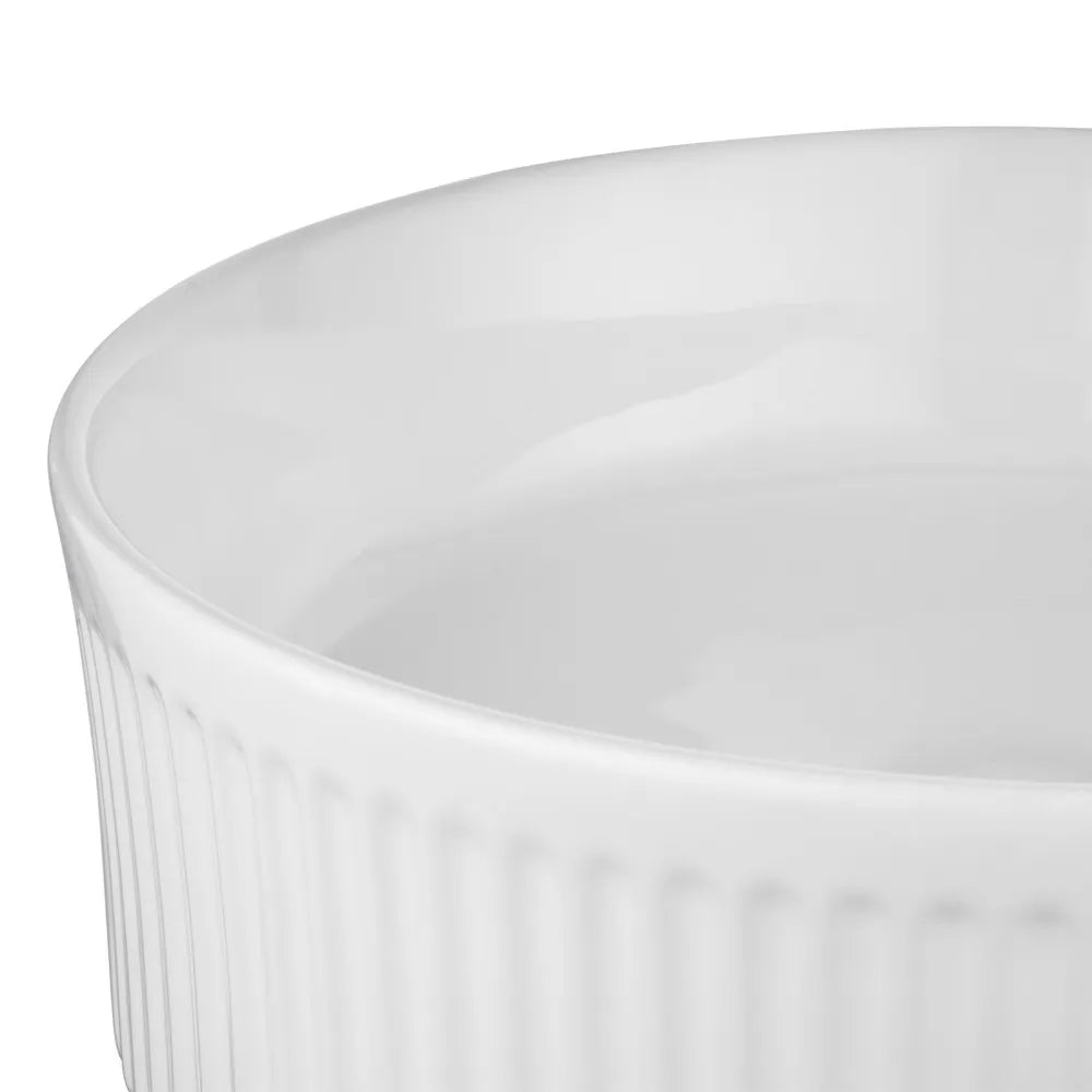 370MM FLUTED ROUND CERAMIC BASIN - GLOSS WHITE | COUNTERTOP BASIN NZ