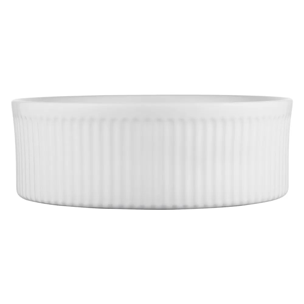 370MM FLUTED ROUND CERAMIC BASIN - GLOSS WHITE | COUNTERTOP BASIN NZ