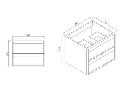 ASPEN WALNUT WALL HUNG VANITY 600MM | 2 DRAWERS, PLYWOOD FLOATING VANITY NZ