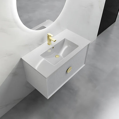 ELVA FLUTED WALL HUNG VANITY 900MM - WHITE
