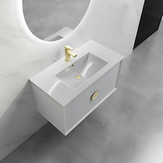 ELVA FLUTED WALL HUNG VANITY 900MM - WHITE