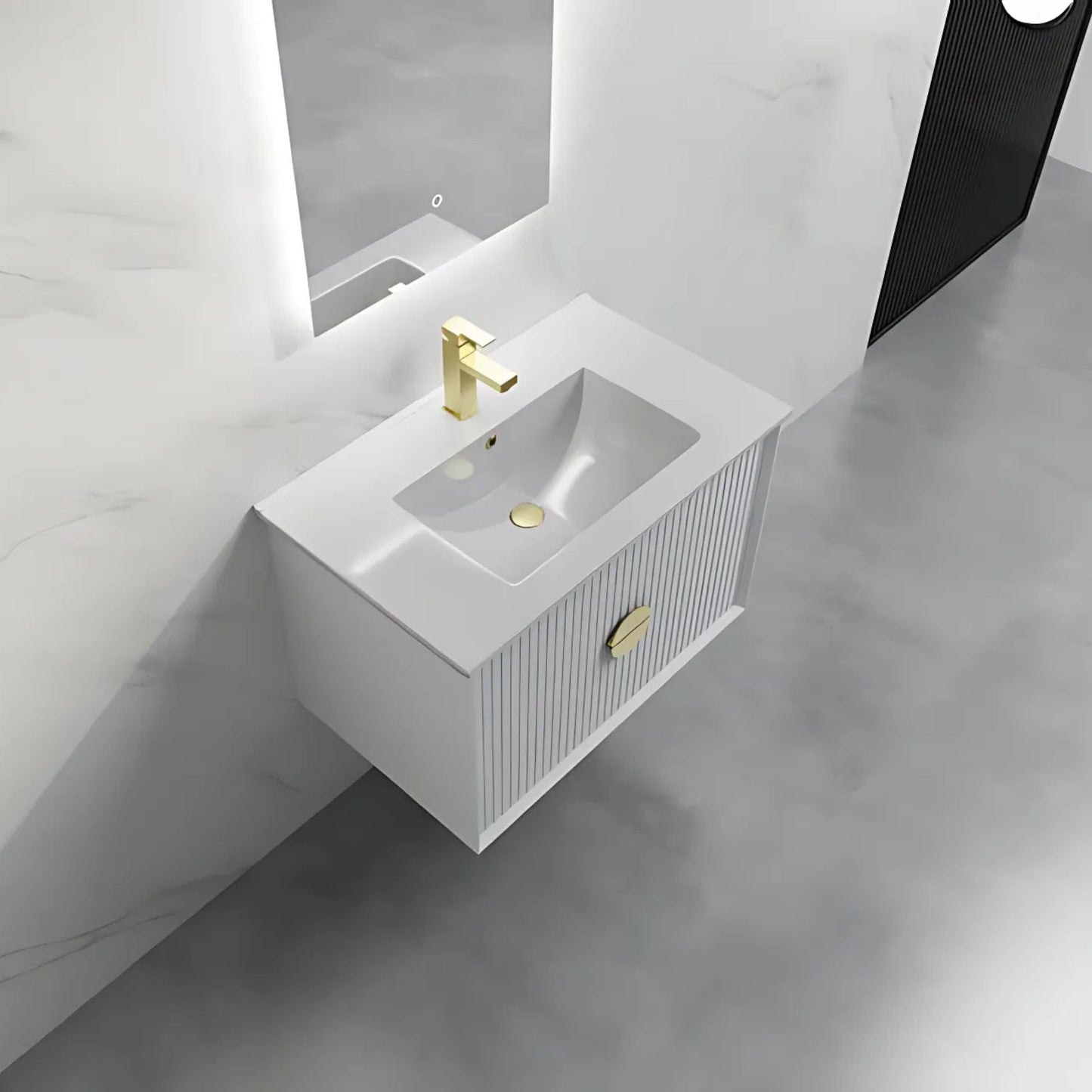 ELVA FLUTED WALL HUNG VANITY 750MM - WHITE