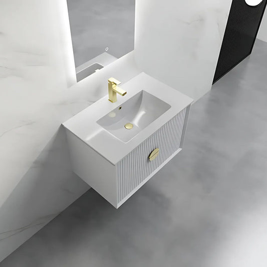 ELVA FLUTED WALL HUNG VANITY 750MM - WHITE