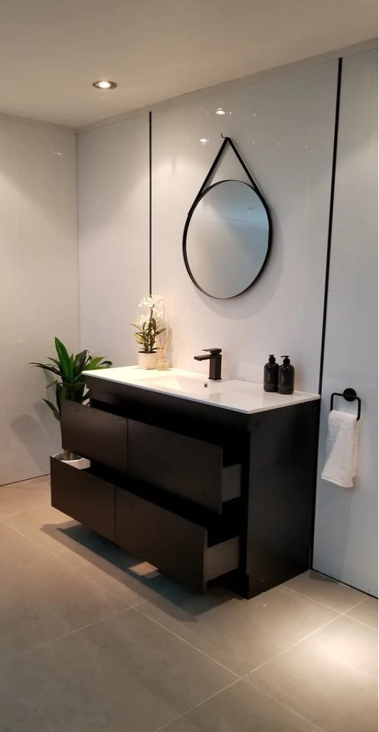 1500MM POLO DARK OAK PLYWOOD FLOORSTANDING VANITY SINGLE BASIN - The Tile Collection™