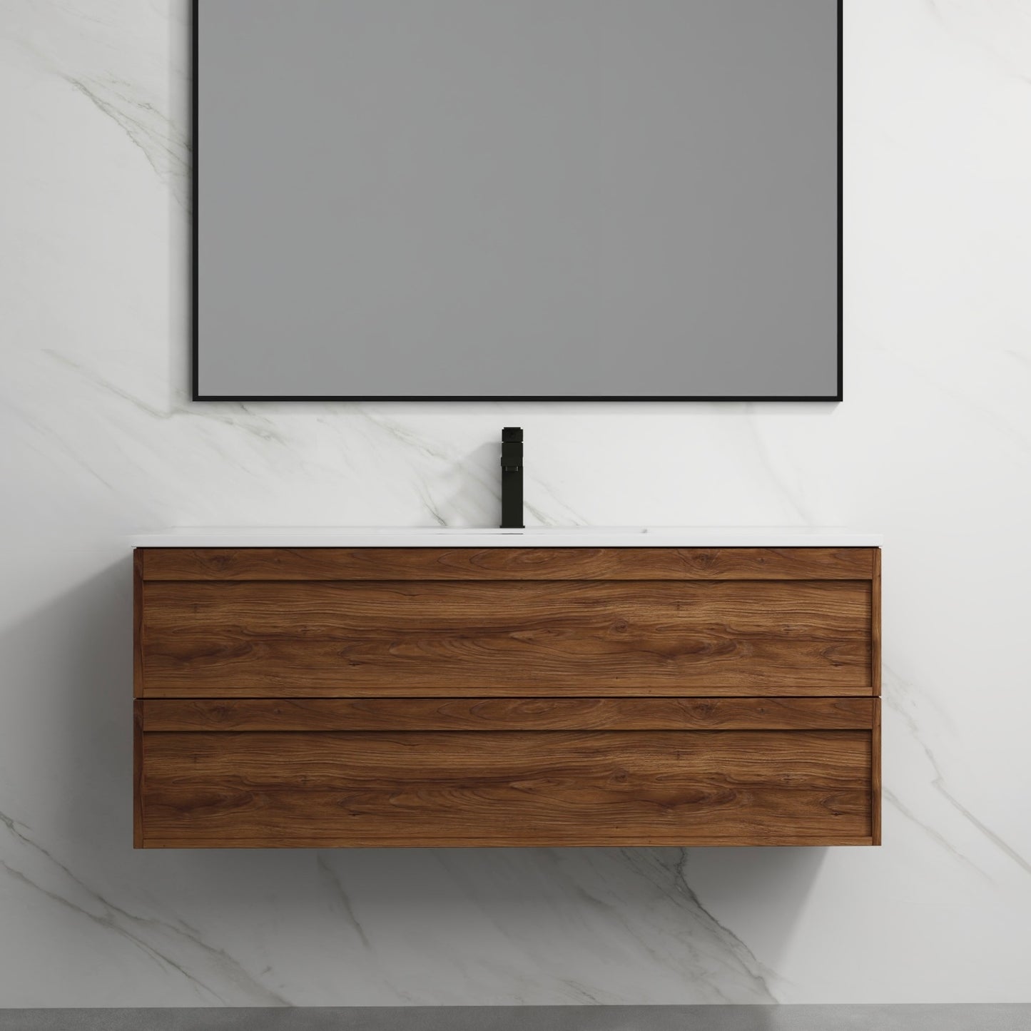 ASPEN WALNUT WALL HUNG VANITY 1200MM SINGLE | 4 DRAWERS, PLYWOOD FLOATING VANITY NZ