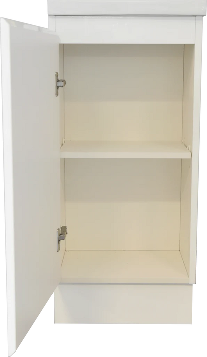 400MM FLUTED MATTE WHITE PLYWOOD FLOORSTANDING VANITY WITH CERAMIC TOP