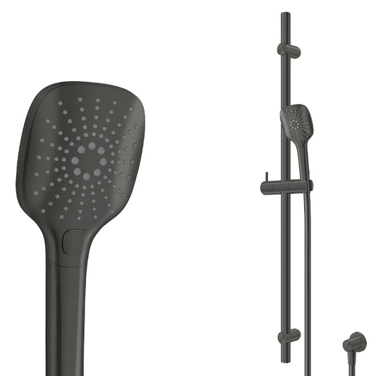 ELEMENTI SPLASH PLUS SQUARE / ION SLIDE SHOWER 3 FCT - GUN METAL - The Tile Collection™