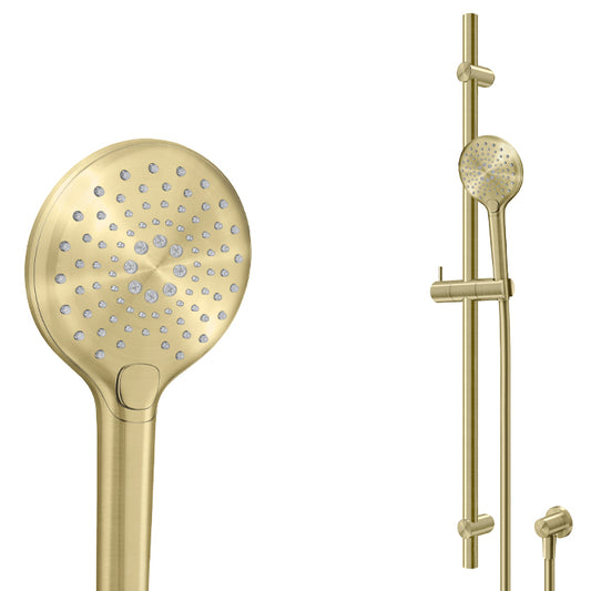 ELEMENTI SPLASH PLUS ROUND SLIDE SHOWER 900MM 3 FCT - BRUSHED BRASS - The Tile Collection™