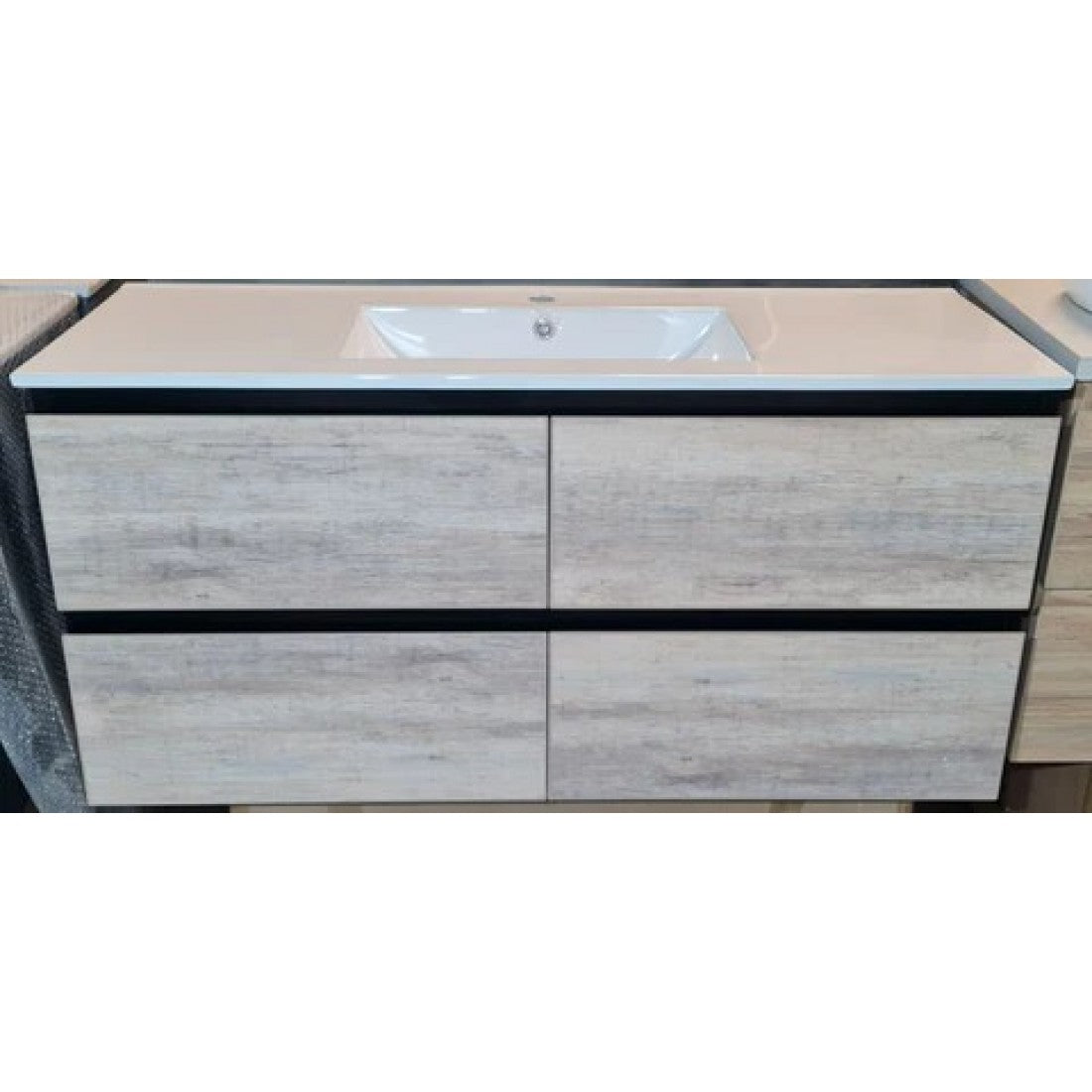 NELSON WALL HUNG VANITY | 1200MM | BLACK & LIGHT OAK | PLYWOOD| SINGLE BASIN - The Tile Collection™