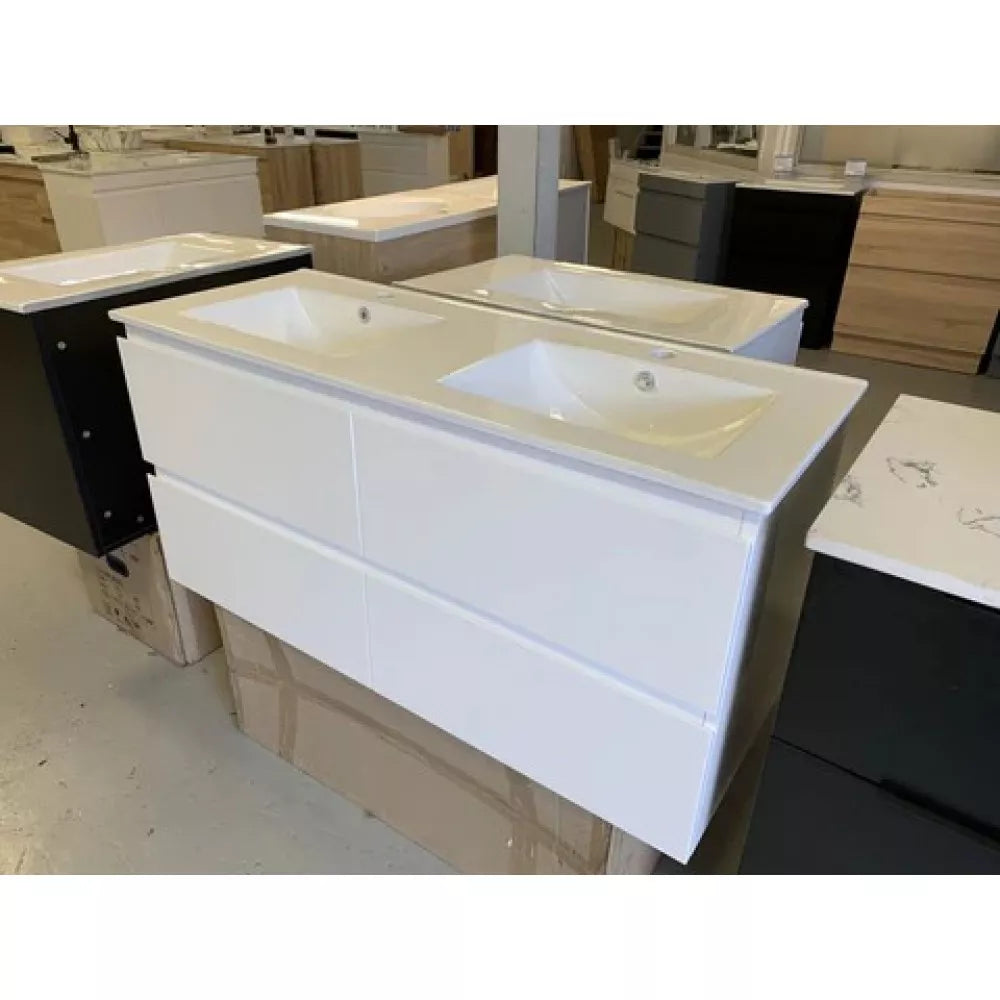 NELSON WALL HUNG VANITY | 1500MM | GLOSS WHITE | PLYWOOD| DOUBLE BASIN - The Tile Collection™
