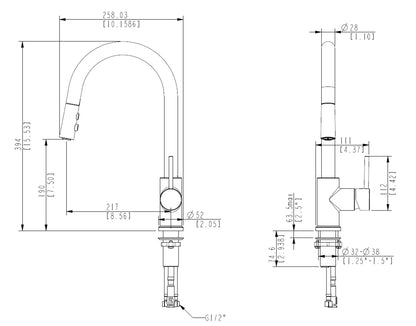 ELEMENTI UNO GOOSE NECK KITCHEN MIXER C/W POS - The Tile Collection™