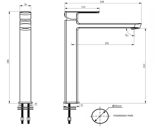 ELEMENTI ION EXTENDED HEIGHT BASIN MIXER - GUN METAL (MULTI PRESSURE) - The Tile Collection™