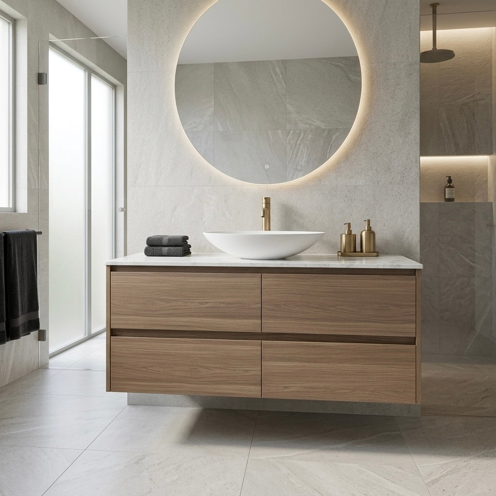 ROSEWOOD WALL HUNG VANITY | 1200MM | SINGLE BASIN | PLYWOOD
