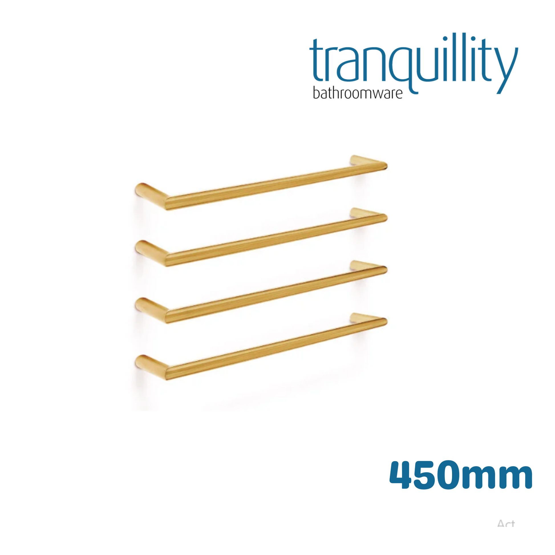 TRANQUILLITY ROUND SINGLE BAR HEATED TOWEL RAIL 450MM - BRUSHED BRASS - The Tile Collection™