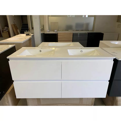 NELSON WALL HUNG VANITY | 1500MM | GLOSS WHITE | PLYWOOD| DOUBLE BASIN - The Tile Collection™