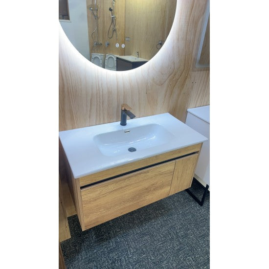 HONEY OAK WALL HUNG VANITY | 750MM | SINGLE DRAWER | BC13 - The Tile Collection™