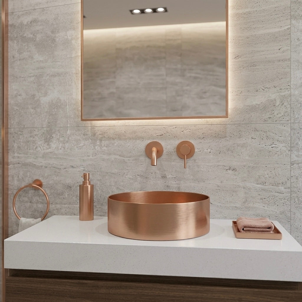 400MM ROUND STAINLESS STEEL BASIN SINK - BRUSHED COPPER