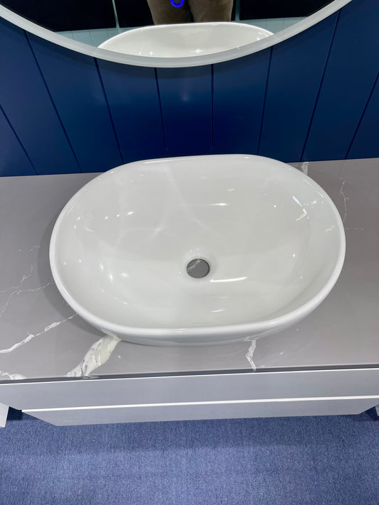 OVAL COUNTERTOP CERAMIC BASIN DN | GLOSS WHITE | 485*350*140*MM