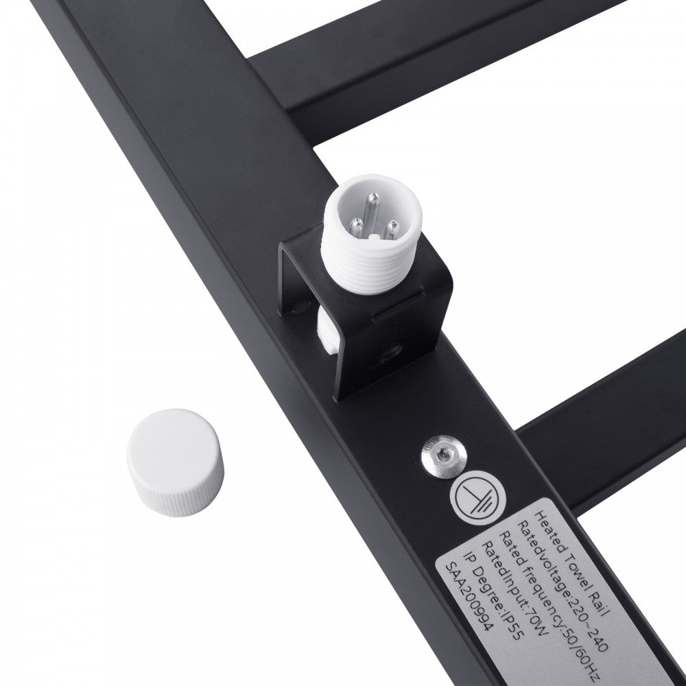 6 BAR SQUARE HEATED TOWEL RAIL 800H*600W*120D- MATTE BLACK