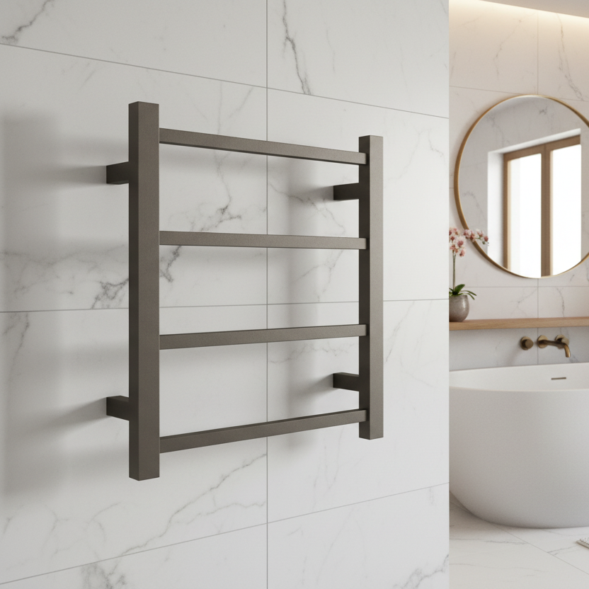 4 BAR SQUARE HEATED TOWEL RAIL DN 500H*420W*120D- GUNMETAL