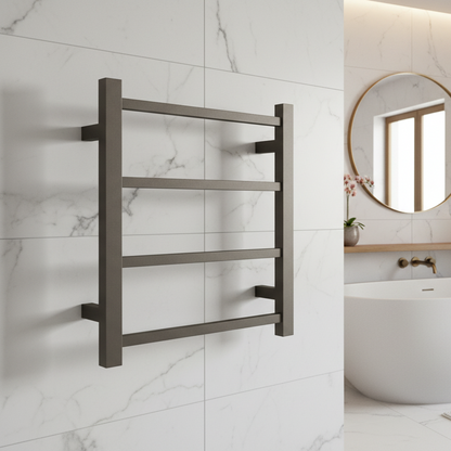 4 BAR SQUARE HEATED TOWEL RAIL DN 500H*420W*120D- GUNMETAL