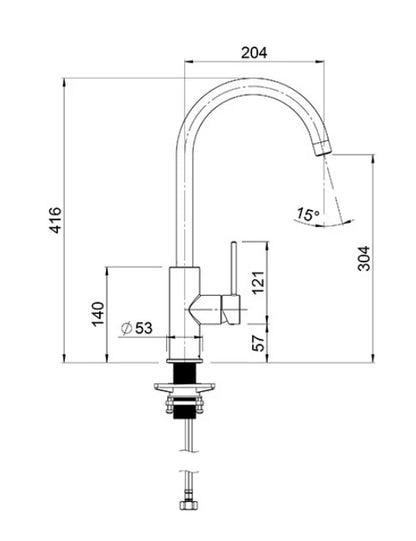 METHVEN MINIMALIST MK2 GOOSENECK SINK MIXER - CHROME